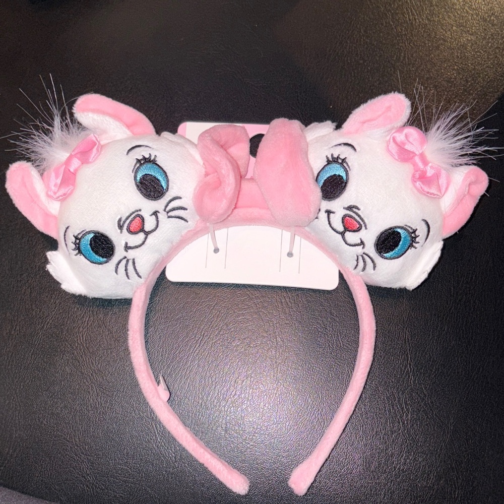Disney Marie Cute Pink and White Cat Ears Headband new